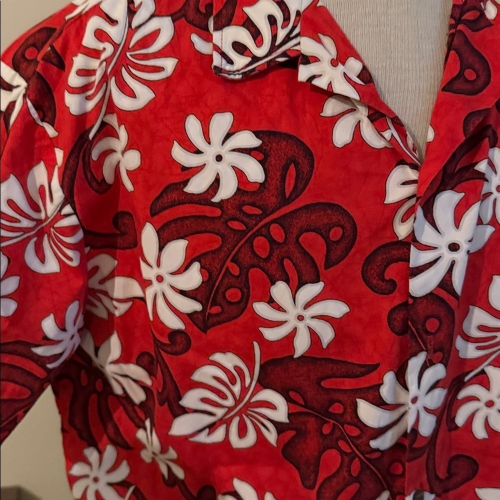 RJC Red Floral Men's Casual Hawaiian Button Down Shirt new never worn vintage - Picture 4 of 6